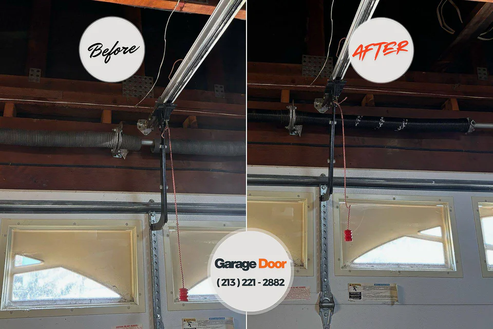 Before and after: garage door repair Village of Waukesha, WI